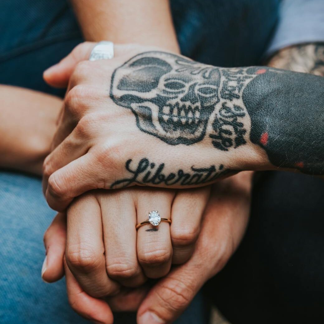 close up on hands together